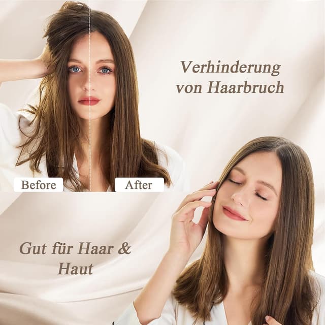 Detalle de Vielit 2er Set Satin-Kissenbezug 40 x 80 mit Reißverschluss – Beige „Satin Kissnbezug“ für lockiges Haar