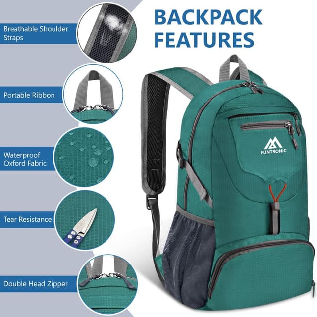 Detalle de Flintronic Zaino Pieghevole Ultraleggero 20 L impermeabile da trekking e viaggio