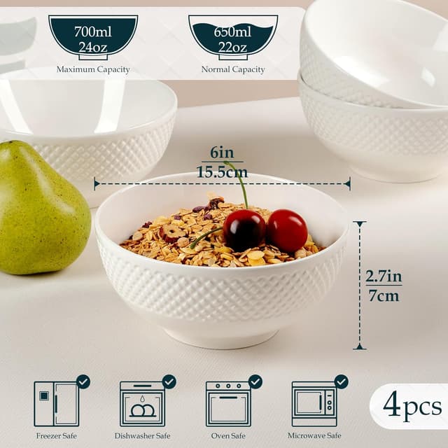 Thumbnail 1 de NUTRIUPS 700ml ceramic cereal bowls set 4pcs 🥣