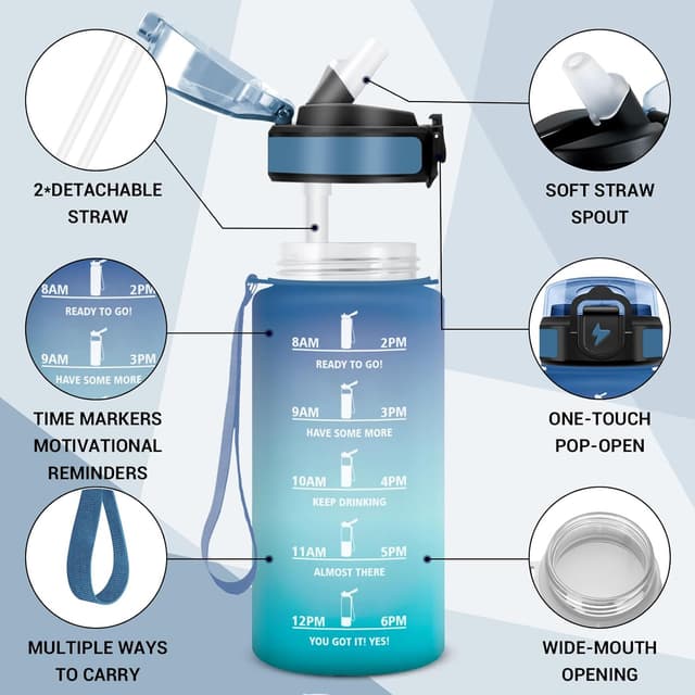 Thumbnail 1 de Bouteille d'eau Enfant 500 ml — gourde motivante avec paille 🚰