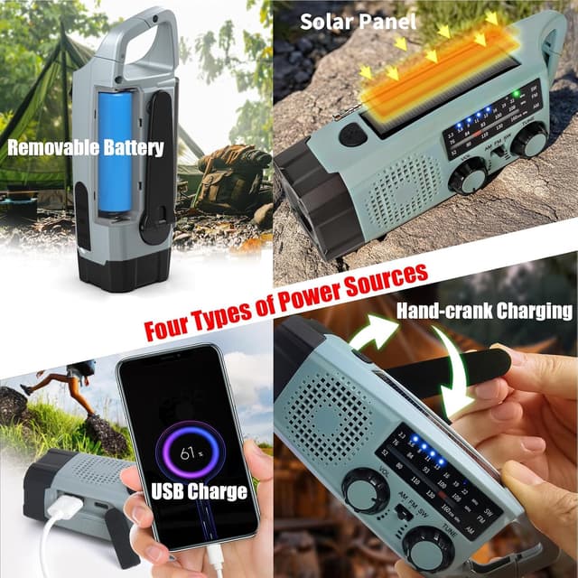 Thumbnail 4 de Radio Solar de Emergencia con Manivela 2000mAh