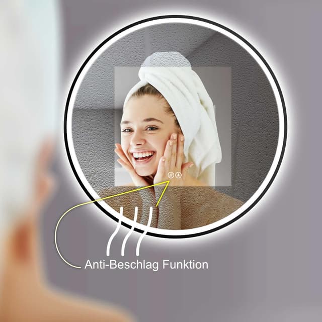 Detalle de HOKO Specchio da Parete Rotondo 80 cm con LED, antiappannamento e comando touch