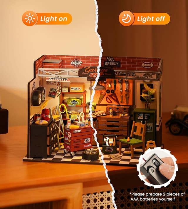 Thumbnail 2 de Rolife Maison de poupées avec meubles – Garage miniature en bois (DG165)