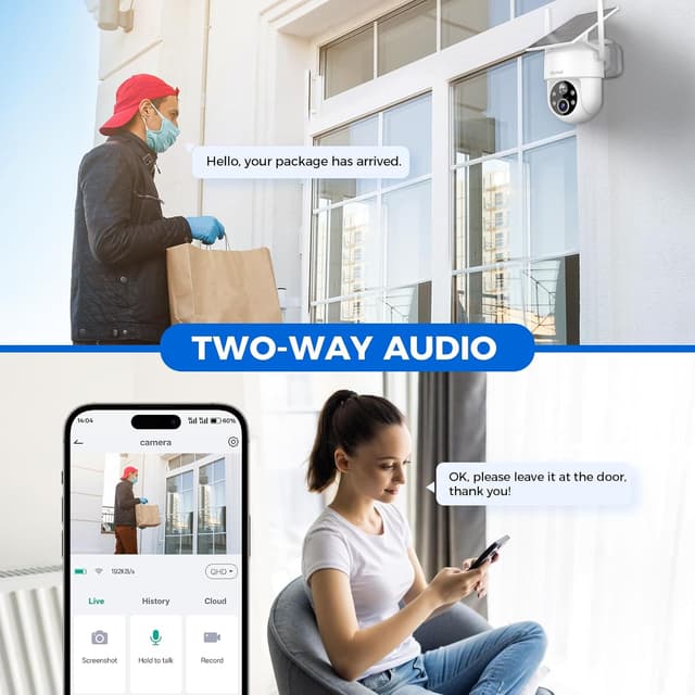 Detalle 2 de LITYMOL 2K 360° Wireless Outdoor Security Cameras (Solar, 2-Way Audio, AI Detection)