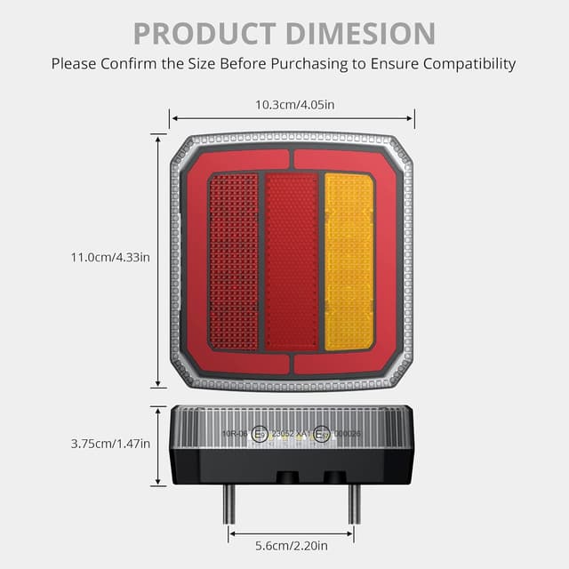 Thumbnail 6 de Justech 12-30V Magnetic Mount Trailer Lights (Rear Brake/Turn) with IP65 Waterproof Tail Light