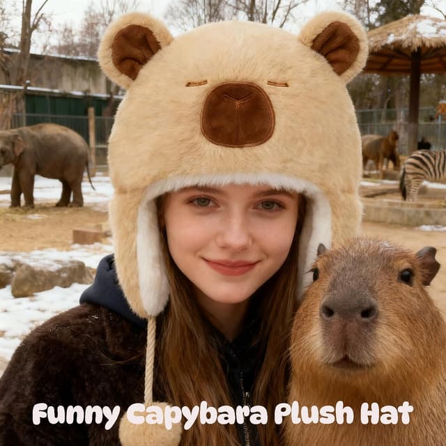 Detalle de Deletoys Animal Hat with Moving Ears, Jumping Pop-Up Plush Cap for Kids