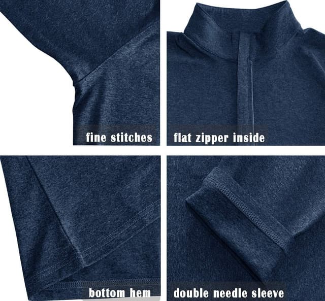 Detalle de KEFITEVD Herren 1/4-Zip Fleece Pullover – Langarm Funktionsshirt zum Wandern, Radfahren & Sport