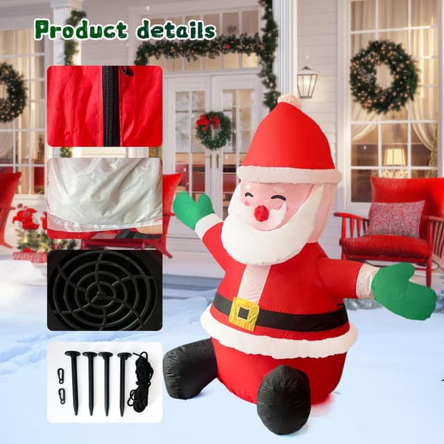 Thumbnail 6 de HONGLAND 5FT Christmas Sitting Santa Inflatable