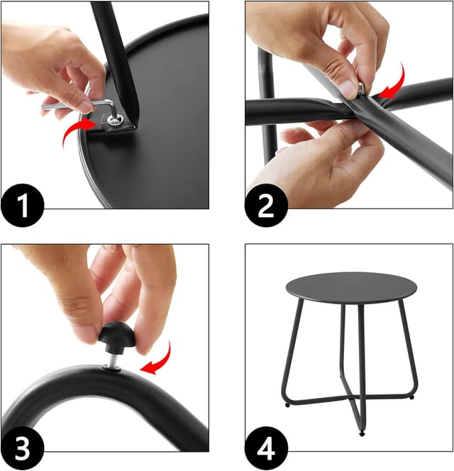 Thumbnail 6 de Fokebel Beistelltisch mit höhenverstellbaren Tischbeinen, Metall rund (Schwarz) – Ø 45 × 45 H cm