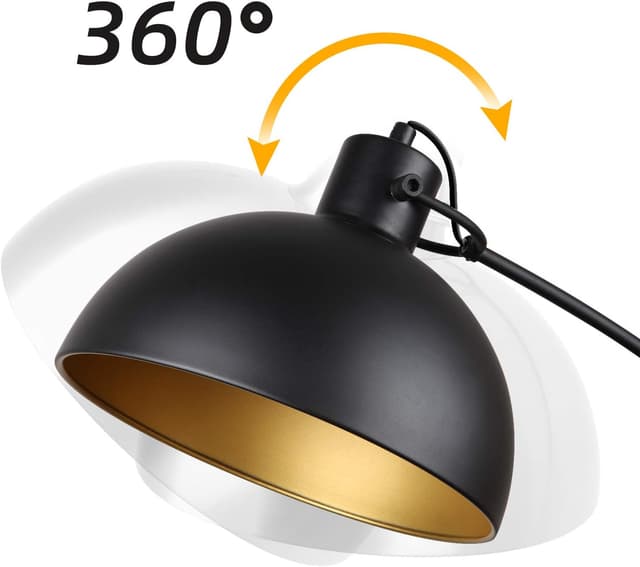 Detalle de Osasy Arc Stehlampe (schwarz-gold) mit verstellbarem Lampenschirm, 1x E27 bis 60 Watt, 165 cm