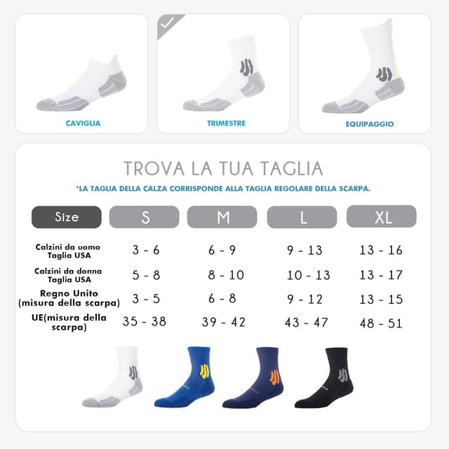 Detalle de BRISIRA Coolmax Bamboo 3 paia calzini running uomo donna con compressione e supporto arco, anti vesciche