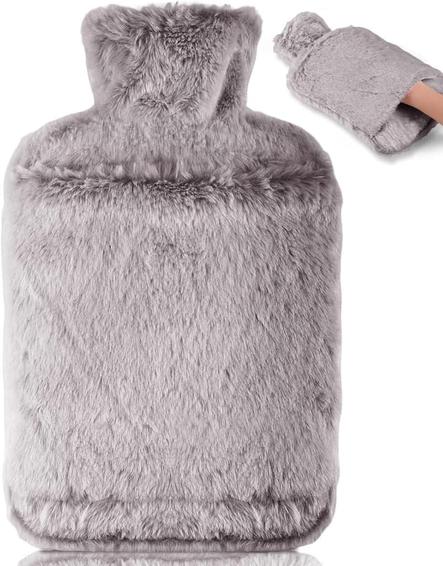Thumbnail 6 de BOLEi 2L Hot Water Bottle with Luxury Cosy Faux Fur Cover (Blue) – Leakproof large warmth for neck, shoulders, hands & feet