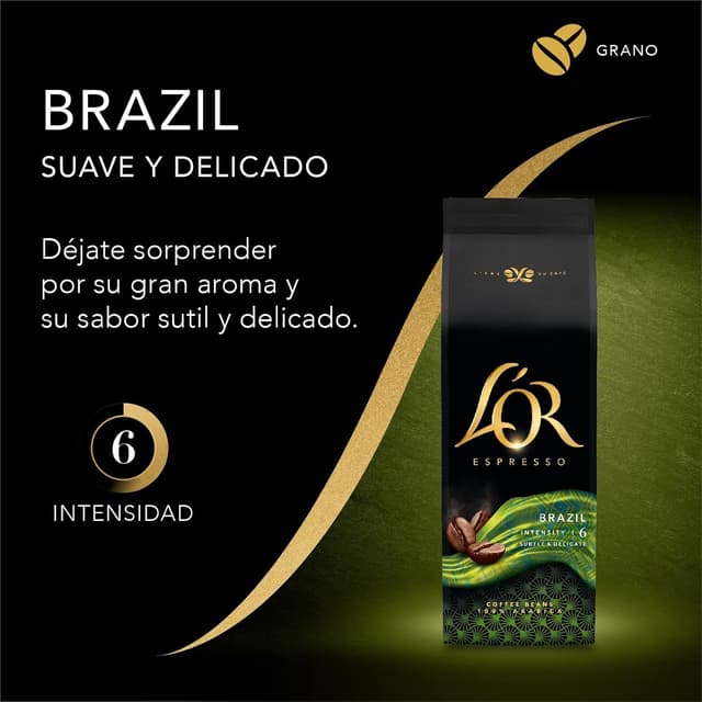 Detalle 2 de L'OR Espresso Brazil Café en Grano 100% Arábica ☕ 4x500g