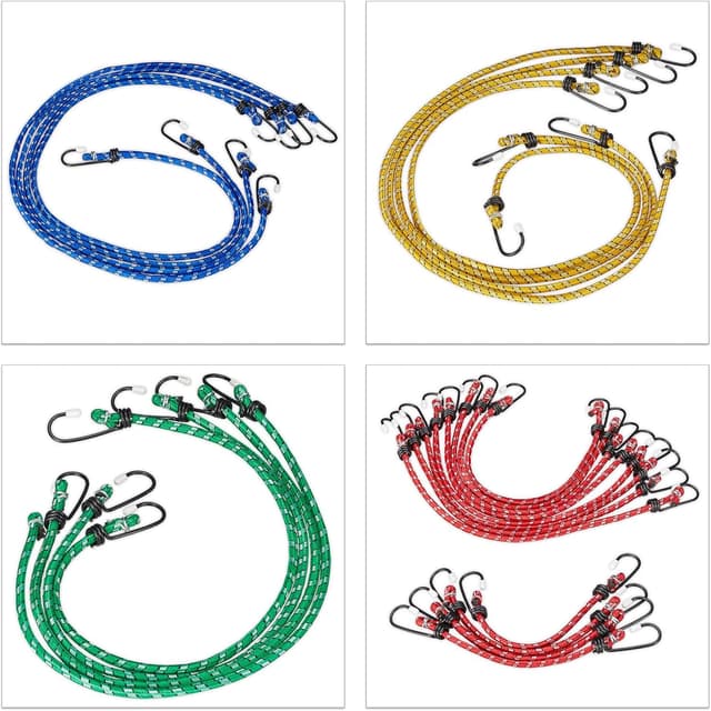 Detalle de Relaxdays set elastici con ganci per portapacchi: 24 cavi in 5 misure (universali, multicolori)