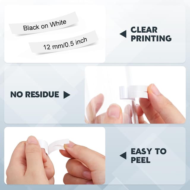 Detalle 2 de 4 Rollen TZe-231 Etikettenband (12 mm) kompatibel mit Brother P‑Touch – Schwarz auf Weiß