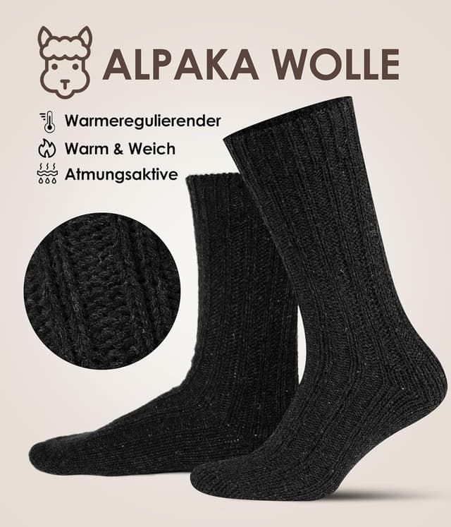 Detalle de FORVEVO Alpaka Socken 4 Paar Wollsocken