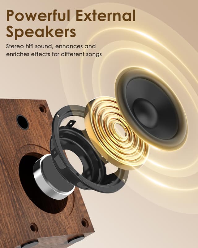 Detalle de Retrolife Platine vinyle avec deux haut-parleurs stéréo et cartouche AT-3600L (3 vitesses 33/45/78) – Sortie RCA vintage