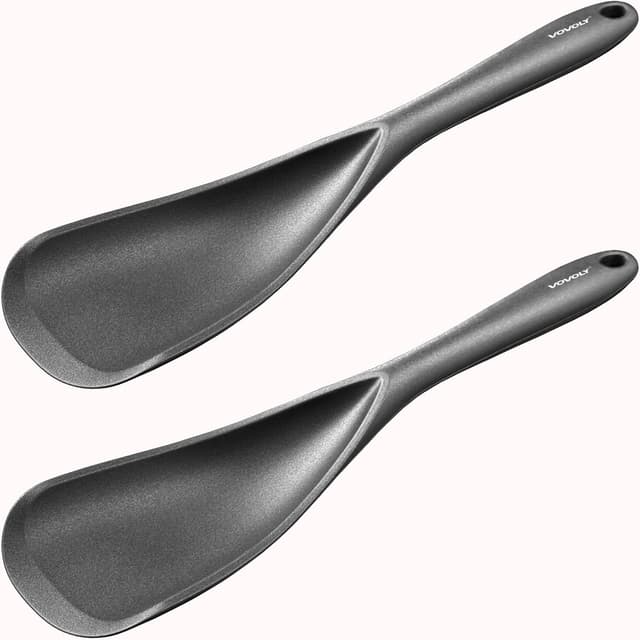Detalle de VOVOLY Silicone Cooking Spoon for Nonstick Cookware (2-Pack), Seamless Design, Heat-Resistant