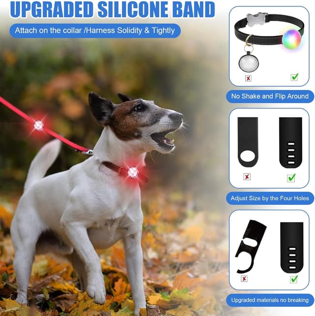 Detalle de 2-Pack USB Rechargeable Dog Collar Lights (IP66, 4 Modes) – Clip-on Night Safety Set