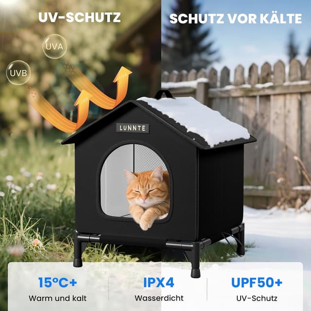 Detalle de LUNNTE Outdoor Katzenhaus 34x40x47 cm