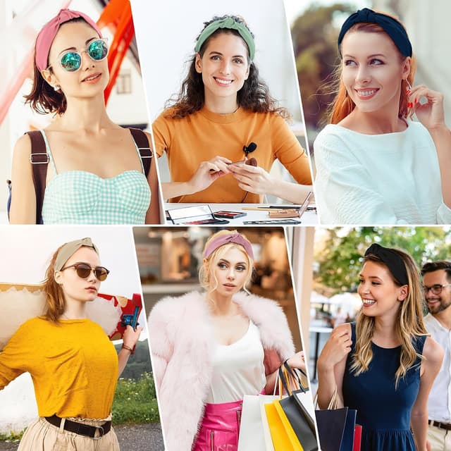 Detalle 2 de DiyJibb Stirnbänder Turban Knot 6er Set