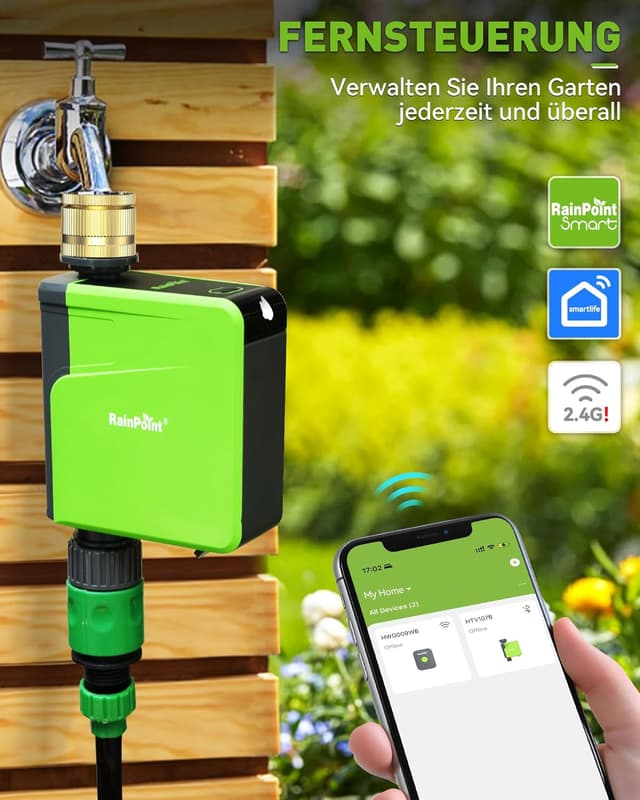 Detalle 2 de RAINPOINT Timer di irrigazione Bluetooth con ingresso in ottone e controllo app