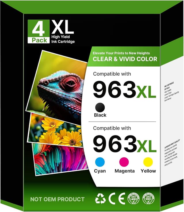 Detalle de NewLift 963XL Multipack (4er-Pack) kompatible Patronen für HP OfficeJet Pro 9010/9012/9020 – 963XL Tinten im Set