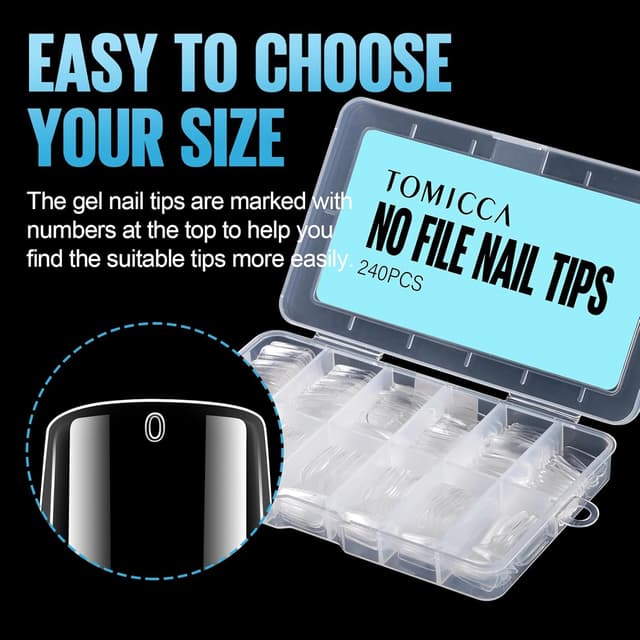 Detalle de TOMICCA Gel Nageltips 240 Stück für Full Cover