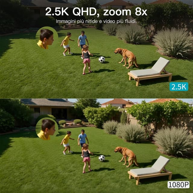 Detalle de VIMTAG VIM TAG 2,5K telecamera Wi‑Fi interna/esterna con 2‑way audio, sirena e visione notturna a colori (2 pezzi)