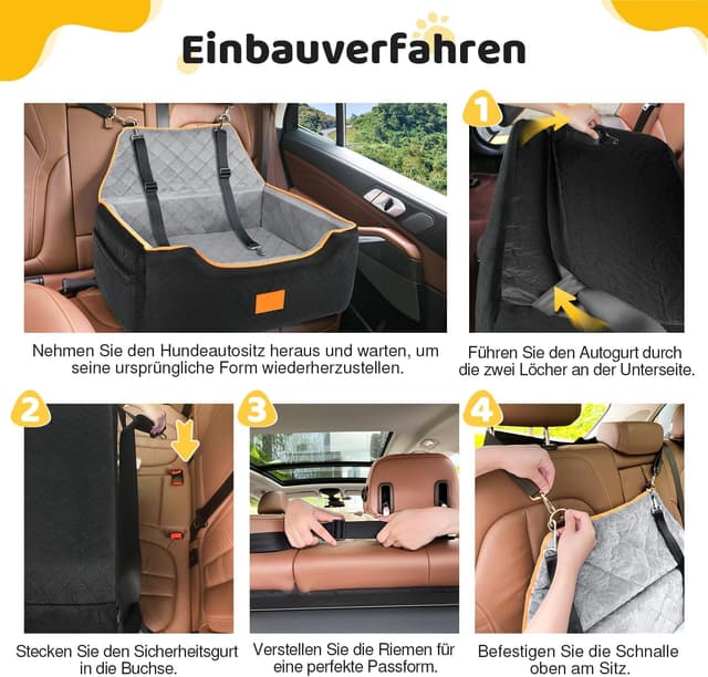 Thumbnail 6 de GL GLENSLAVE Hundesitz-Erhöhung für große/mittlere Hunde bis 25 kg, abnehmbar & waschbar (schwarz/grau)