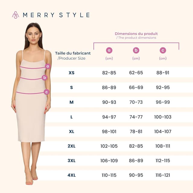 Detalle de Merry Style MS-402 : long fond de robe en viscose avec bretelles réglables pour femme