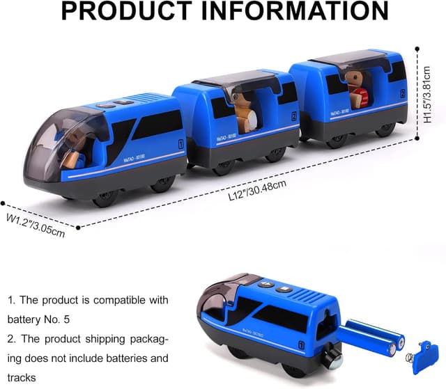 Detalle de TOPLIVING Battery Operated Intercity Train Set (Magnetic Connection) for Wooden Track Toys