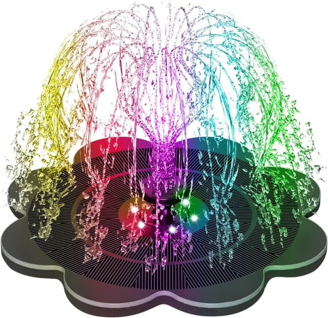 Detalle de SZMP Solar Springbrunnen LED – 3,5W Glas-Solarteichpumpe mit 2000mAh Akku, 7 Wasserstilen und 4 Fixierungen