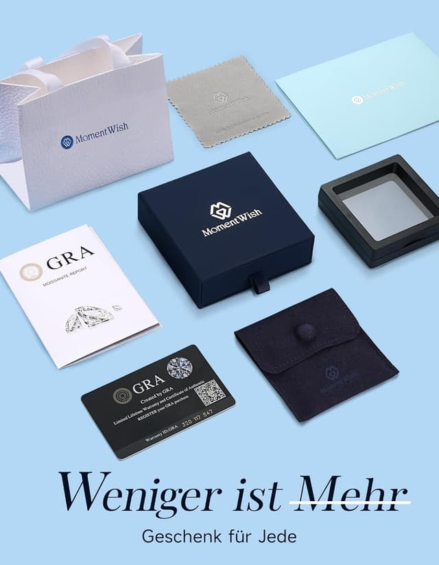 Detalle 2 de MomentWish Damen-Halskette aus 925 Silber mit Herz-Anhänger und Moissaniten (1–2 Karat)