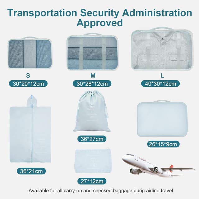 Detalle 2 de AiQInu Rangement Valise – lot de 7 organisateurs imperméables (packing cubes, sac à chaussures)