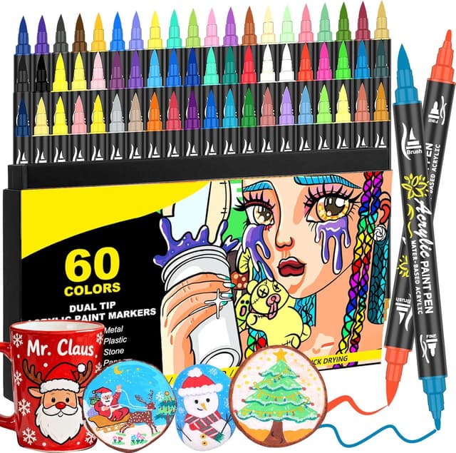 Imagen de Bonala 60 Colours Dual Tip Acrylic Paint Pens Set en OfertitasTOP