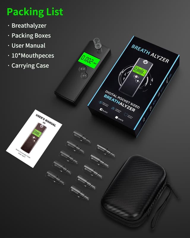 Detalle 2 de Pohicoo Ethylotest électronique homologué NF : alcootest portable à écran LCD (noir)