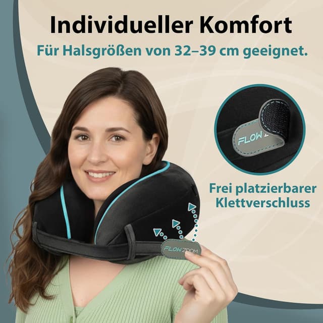 Detalle 2 de FLOWZOOM Dream Pro Nackenkissen mit extra Seitenstütze (Memoryschaum) – Schwarz