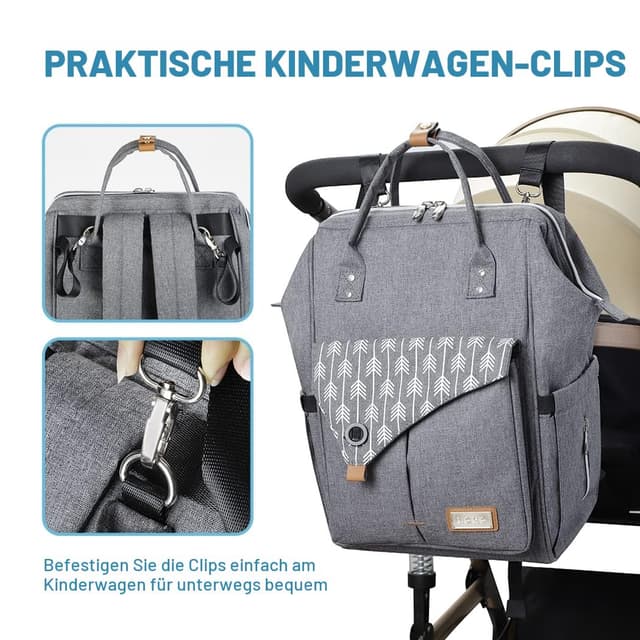 Thumbnail 5 de Lekebaby Baby Wickelrucksack Grau 23 l