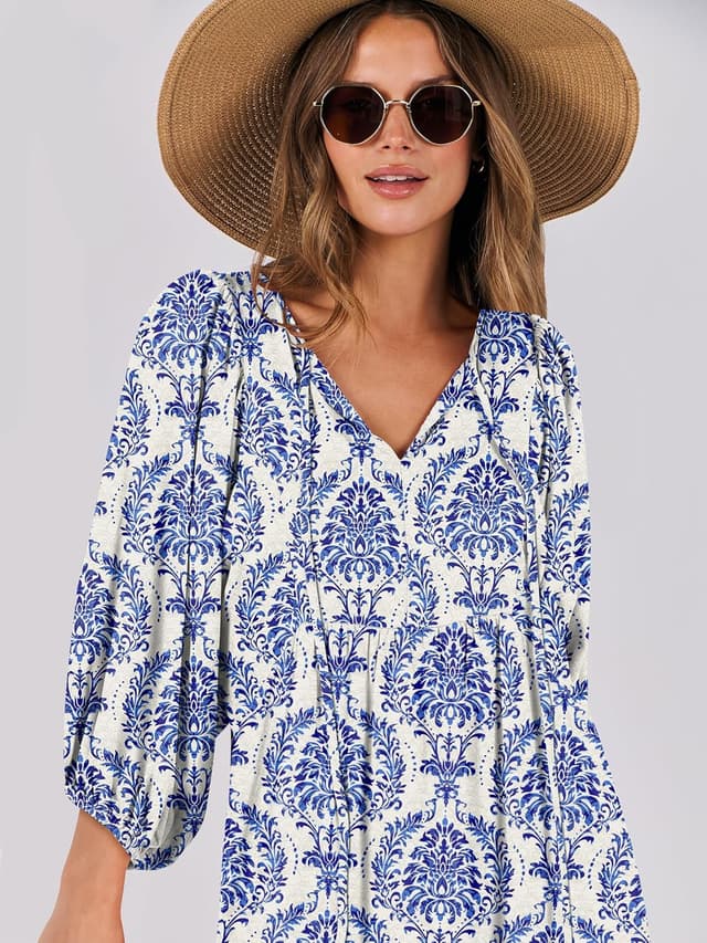 Thumbnail 4 de ANRABESS 2026 Boho Maxi Dress V‑Neck Floral