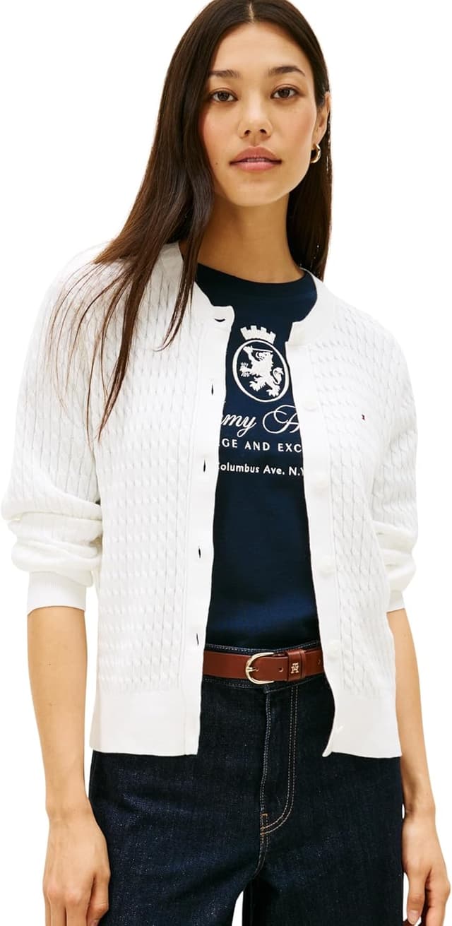 Thumbnail 6 de Tommy Hilfiger donna cardigan in maglia con motivo a trecce