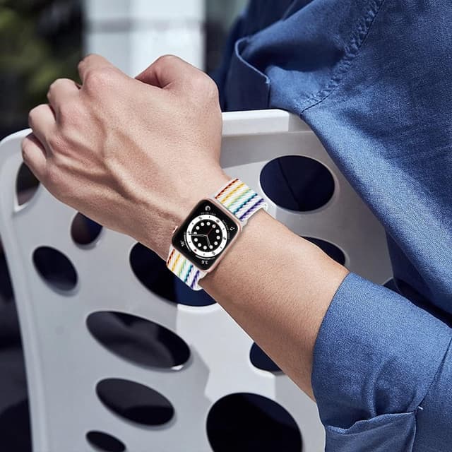 Thumbnail 6 de Chinbersky 5 confezioni di cinturini in nylon elastico compatibili con Apple Watch (38/40/41/42/44/45 mm)