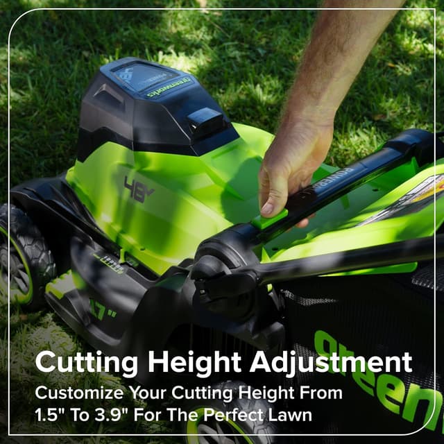 Thumbnail 6 de Greenworks 48V (24V x 2) tondeuse électrique sans fil MO48L422-01 – 41 cm, sac 40 L