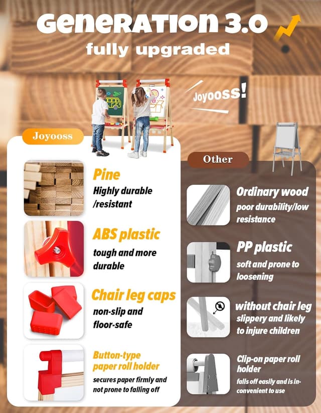 Thumbnail 2 de JOYOOSS Kids Wooden Easel 38–51"