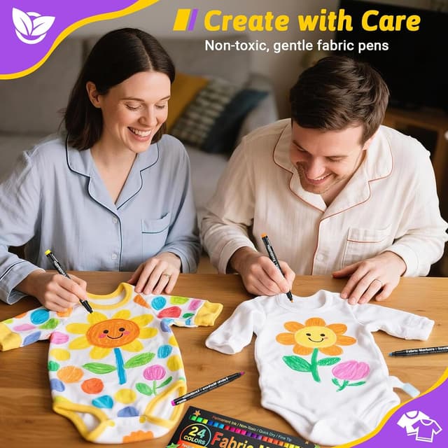 Detalle 2 de 24 Fabric Pens Permanent 1mm Tip