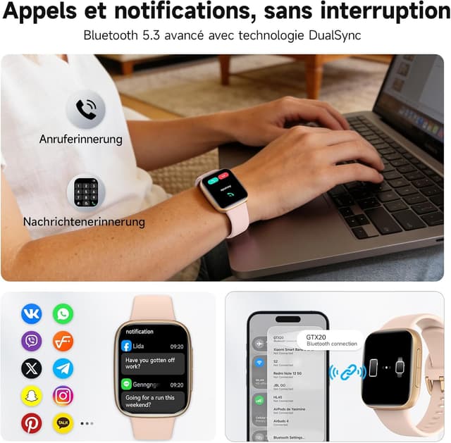 Detalle 2 de Montre connectée femme 1,85" et santé