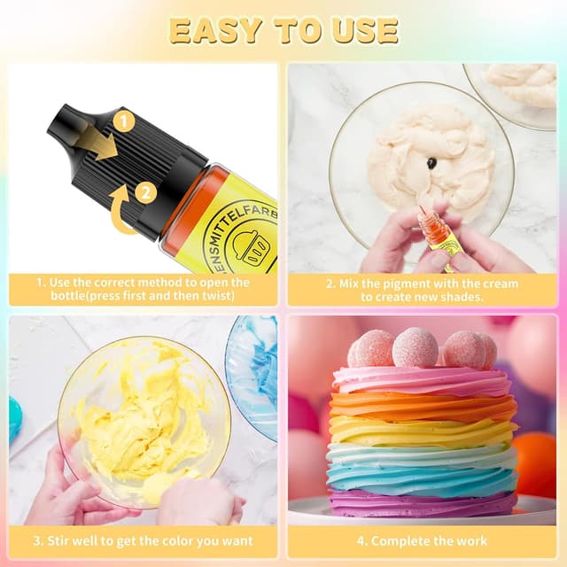 Thumbnail 4 de Wwtop Lebensmittelfarbe 6 Farben x12 ml 🍰