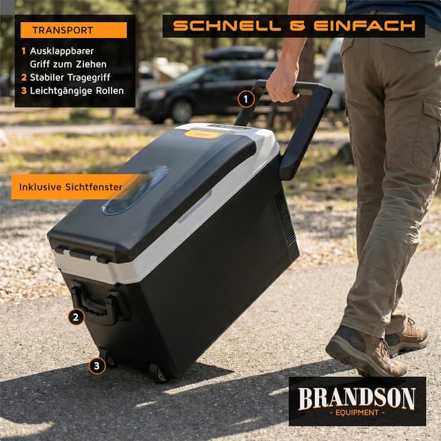 Detalle de Brandson elektrische Kühlbox 32 Liter (Thermobox) 12V/230V – kühlt bis -18 °C, heizt bis 65 °C