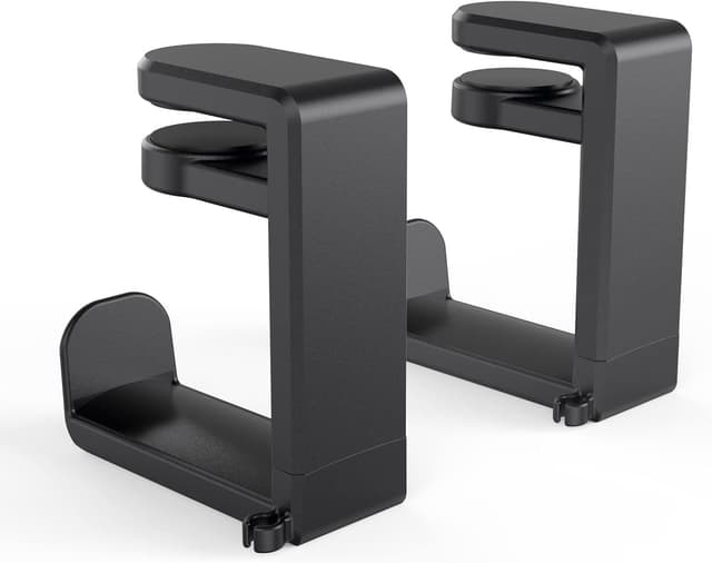 Detalle de EURPMASK Rotating Clamp-On Headphone Stand (2 Pack) with 360° Swivel & Cable Clip Organizer