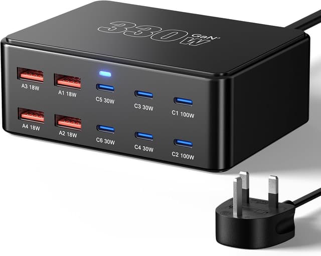 Detalle de 330W 10-Port USB Charging Station PD 100W fast charger 🔌